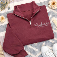 Dental Assistant Embroidered Quarter Zip Sweatshirt, Custom Name Varsity Pullover, Personalized Collared Dental Hygienist Gift