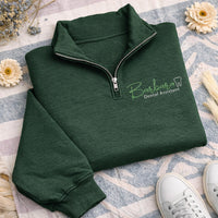 Dental Assistant Embroidered Quarter Zip Sweatshirt, Custom Name Varsity Pullover, Personalized Collared Dental Hygienist Gift