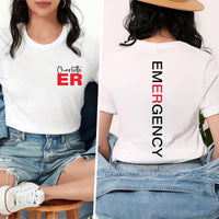 Personalized ER Nurse Sweatshirt, Emergency Department Shirt, ED Nurse Tee, Custom Emergency Room Tech Shirt, Nurse Graduation Shirt, Front Back