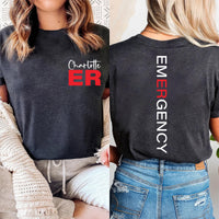 Personalized ER Nurse Sweatshirt, Emergency Department Shirt, ED Nurse Tee, Custom Emergency Room Tech Shirt, Nurse Graduation Shirt, Front Back