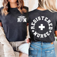 Registered Nurse Sweatshirt, RN Nurse Shirt, Leopard RN Tee, Funny Nursing Shirt, Nurse Week Shirt, Nursing Gifts, Gifts for Nurses, Front Back