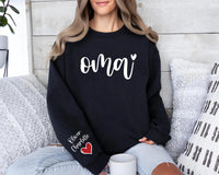 Personalized Oma Shirt, Grandma Oma Shirt, Best Oma Ever Heart Tee, Omi Gift Shirt, Mother’s Day Oma Shirt, Grandma Gifts, Front Sleeve