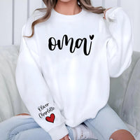 Personalized Oma Shirt, Grandma Oma Shirt, Best Oma Ever Heart Tee, Omi Gift Shirt, Mother’s Day Oma Shirt, Grandma Gifts, Front Sleeve
