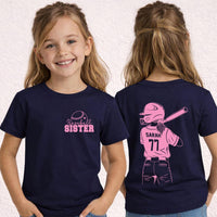 Baseball Brother Shirt, Baseball Sis Shirt, Baseball Lover Bro Tee, Cheer Sister Shirt, Custom Player Name Shirt, Sports Gifts, Front Back