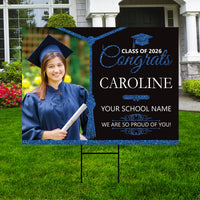 Personalized Graduation Yard Sign 2026 with Photo, Graduate Picture Sign, Class of 2026, Custom Graduation 2026 Yard Sign with Metal H-Stake