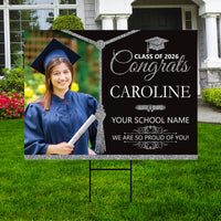 Personalized Graduation Yard Sign 2026 with Photo, Graduate Picture Sign, Class of 2026, Custom Graduation 2026 Yard Sign with Metal H-Stake