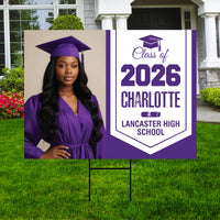 Personalized Graduation Yard Sign 2026 with Photo, Graduate Picture Sign, Class of 2026, Custom Graduation 2026 Yard Sign with Metal H-Stake