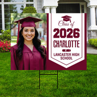 Personalized Graduation Yard Sign 2026 with Photo, Graduate Picture Sign, Class of 2026, Custom Graduation 2026 Yard Sign with Metal H-Stake