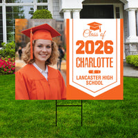 Personalized Graduation Yard Sign 2026 with Photo, Graduate Picture Sign, Class of 2026, Custom Graduation 2026 Yard Sign with Metal H-Stake