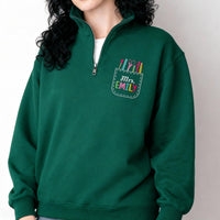 Teacher Embroidered Quarter Zip Sweatshirt, Personalized Back to School Gift, Custom Name Teacher Pullover, Teacher Appreciation Wear