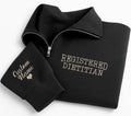 Registered Dietitian Embroidered Quarter Zip Sweatshirt, Personalized RD Nutritionist Pullover, Licensed Dietitian Gift Apparel