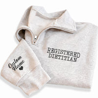 Registered Dietitian Embroidered Quarter Zip Sweatshirt, Personalized RD Nutritionist Pullover, Licensed Dietitian Gift Apparel