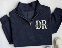 Doctor Embroidered Quarter Zip Sweatshirt, Personalized DR Pullover, Med School Graduation Gift, Pediatrician OBGYN Thank You Gift