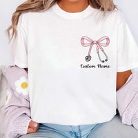 Custom Nurse Sweatshirt, Bow Stethoscope Shirt, Personalized Nurse Tee, Healthcare Worker Shirt, Doctor Nurse Shirt, Gifts for Nurses