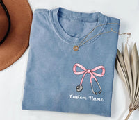 Custom Nurse Sweatshirt, Bow Stethoscope Shirt, Personalized Nurse Tee, Healthcare Worker Shirt, Doctor Nurse Shirt, Gifts for Nurses
