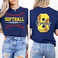 Personalized Nana Softball Shirt, Ladies Softball Shirt, Cute Softball Mama Tee, Mimi Grandma Softball Shirt, Gifts for Moms, Front Back