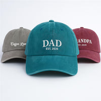 Personalized Dad Embroidered Hat, Custom Grandpa Hat with Est Year, Vintage Dad Cap, Fathers Day Gift, Custom Name Baseball Cap
