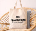 Personalized Teacher Tote Bag, Custom Name Teacher Bag, Teacher Appreciation Gift, Back to School Gift, Minimalist Teacher Tote Bag