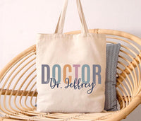 Personalized Doctor Tote Bag, Custom Name Doctor Bag, Medical Professional Gift, Doctor Graduation Gift, Healthcare Worker Tote Bag Gift