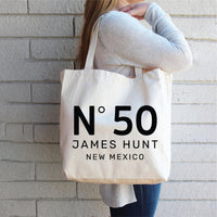 Personalized Number Tote Bag, Custom Name Tote Bag, Minimalist Tote Bag Gift, Custom City Tote, Birthday Tote, Custom Text Bag
