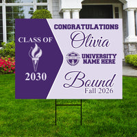 Personalized College Bound Yard Sign, College Logo Sign, Class of 2026 Custom Graduate College University Bound Yard Sign with Metal H-Stake