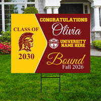 Personalized College Bound Yard Sign, College Logo Sign, Class of 2026 Custom Graduate College University Bound Yard Sign with Metal H-Stake