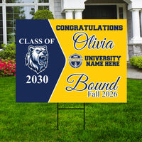Personalized College Bound Yard Sign, College Logo Sign, Class of 2026 Custom Graduate College University Bound Yard Sign with Metal H-Stake