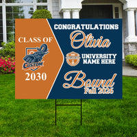 Personalized College Bound Yard Sign, College Logo Sign, Class of 2026 Custom Graduate College University Bound Yard Sign with Metal H-Stake