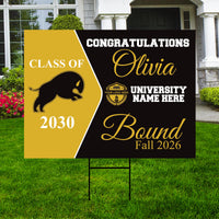 Personalized College Bound Yard Sign, College Logo Sign, Class of 2026 Custom Graduate College University Bound Yard Sign with Metal H-Stake