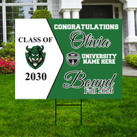 Personalized College Bound Yard Sign, College Logo Sign, Class of 2026 Custom Graduate College University Bound Yard Sign with Metal H-Stake