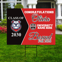 Personalized College Bound Yard Sign, College Logo Sign, Class of 2026 Custom Graduate College University Bound Yard Sign with Metal H-Stake