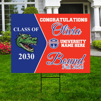 Personalized College Bound Yard Sign, College Logo Sign, Class of 2026 Custom Graduate College University Bound Yard Sign with Metal H-Stake