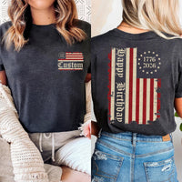 Custom USA 250th Anniversary Shirt, Personalized Patriotic Shirt, America 1776 2026 Tee, Name Patriotic Shirt, Patriotic Gifts, Front Back
