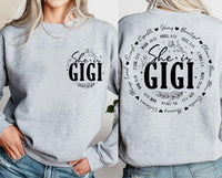 She Is Gigi Shirt, Bible Verse Shirt, Blessed Grandma Shirt, Christian Mothers Day Tee, Gift for Grandmother Shirt, Faith Gift, Front Back