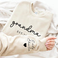 Personalized Grandma Sweatshirt, Custom Grandmother Shirt, Grandchildren Names Sleeve Tee, New Nana Outfit Shirt, Grandma Gift, Front Sleeve
