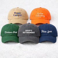 Custom Text Embroidered Hat, Personalized Saying Cap, Vintage Dad Hat, Custom Baseball Cap Gift for Mom Dad, Bachelorette Camp Hat