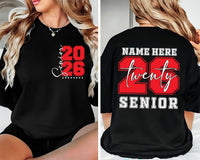 Custom Senior 2026 Shirt, Graduation Party Shirt, Class of 2026 Tee, High School Senior Shirt, Graduation Shirt, Grad Gifts, Front Back