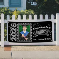 Personalized Graduation Banner with Photo, Custom Name School Banner 2026, Class of 2026 Outdoor Graduation Party Decoration Yard Sign