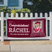 Personalized Graduation Banner with Photo, Custom Name School Banner 2026, Class of 2026 Outdoor Graduation Party Decoration Yard Sign