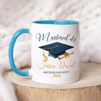 Masters Degree Mug Mastered It Coffee Mug, Masters Graduation Gift, Personalized Masters Degree Mug, Graduation Coffee Cup