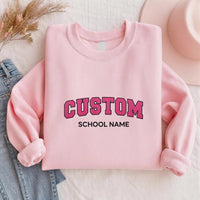 Custom Text Embroidered Sweatshirt, Personalized Hoodie, Long Sleeve Tee, Custom University Team Outfit, College Name Gift Idea