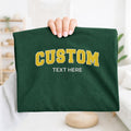 Custom Text Embroidered Sweatshirt, Personalized Hoodie, Long Sleeve Tee, Custom University Team Outfit, College Name Gift Idea