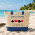 Personalized Playing Cards Tote Bag with Zipper, Custom Name Poker Bag, Casino Lover Gift Idea, Card Game Tote Bag for Women