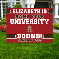 Personalized College Bound Yard Sign Class of 2026, Graduation Yard Sign Senior 2026 Sign, University Bound Grad Sign Outdoor Decoration