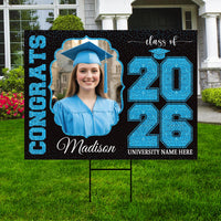 Personalized Graduation Yard Sign 2026 with Photo, Graduate Picture Sign, Class of 2026, Custom Graduation 2026 Yard Sign with Metal H-Stake