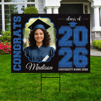 Personalized Graduation Yard Sign 2026 with Photo, Graduate Picture Sign, Class of 2026, Custom Graduation 2026 Yard Sign with Metal H-Stake