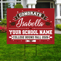 Personalized College Bound Yard Sign Class of 2026, Graduation Yard Sign Senior 2026 Sign, University Bound Grad Sign Outdoor Decoration