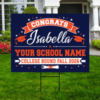 Personalized College Bound Yard Sign Class of 2026, Graduation Yard Sign Senior 2026 Sign, University Bound Grad Sign Outdoor Decoration