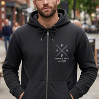 Personalized Dad Embroidered Zipper Hoodie, Custom Name Year Zip Up Hoodie for Fathers, New Dad Gift Expecting Dad Father’s Day Gift