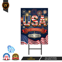 USA 250 Years Yard Sign 2026, Patriotic 1776 2026 Yard Decoration, American Flag Fireworks Lawn Sign, Independence Day Outdoor Decor